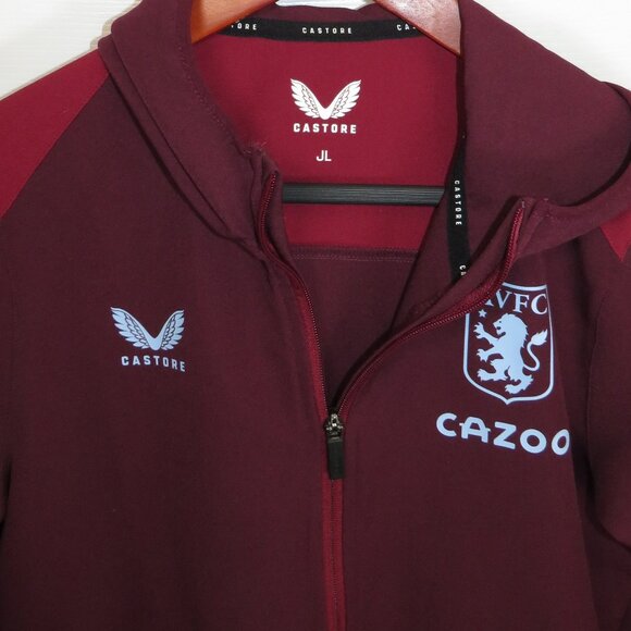 Aston Villa Players Travel Jacket Sz Youth Large Castore Full Zip Hooded Maroon - Picture 3 of 4